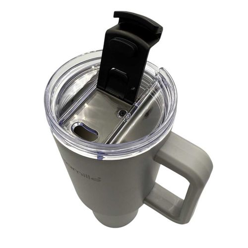 STALOWY KUBEK TERMICZNY TERMOS 1200ml Z RĄCZKĄ I SŁOMKĄ KM-2173 na Arena.pl