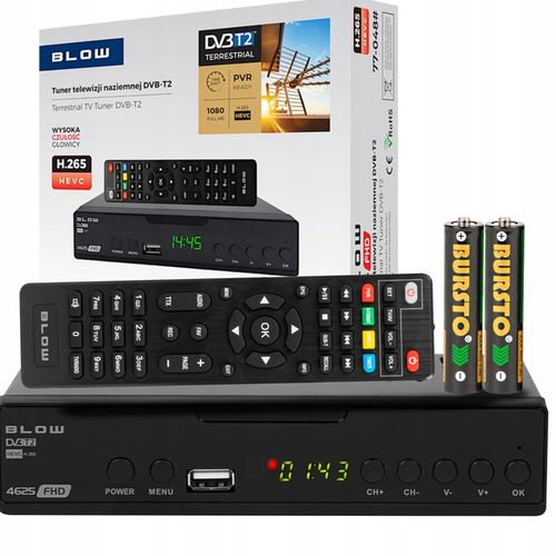 2x TUNER DEKODER DVB-T2 TV NAZIEMNEJ H.265 HEVC FHD USB HDMI PILOT BATERIE na Arena.pl