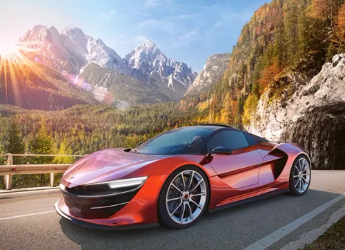 Puzzle 100 elementów. Sportowy samochód na Arena.pl