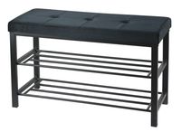 Ławka z półkami na buty 79x32 czarna tapicerowana loft do przedpokoju