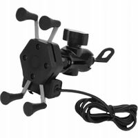 2 x UCHWYT NA TELEFON DO MOTOCYKLA Z ŁADOWARKĄ OBRÓT 360 3D przełącznik ON-