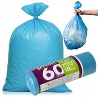 WORKI NA ŚMIECI 60L 10 SZT NIEBIESKIE DO SEGREGACJI NA ODPADY WYTRZYMAŁE