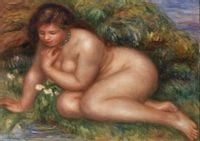 Bather Gazing at Herself in the Water, Pierre-Auguste Renoir - plakat 59,4x42 cm