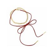 naszyjnik choker "chevron" - bordowy, złoty n482bor