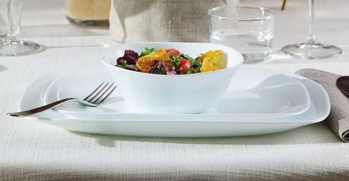 Serwis obiadowy na os 6 osób kwadratowy do zmywarki komplet talerzy biały na Arena.pl