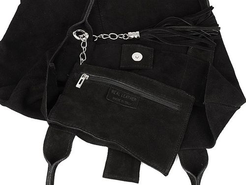 torebka damska skórzana SHOPPER włoska SKÓRA ZAMSZOWA torba duża A4 WOREK na Arena.pl