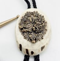 Krawatnik myśliwski / Bolo plaster Dzik z brązu