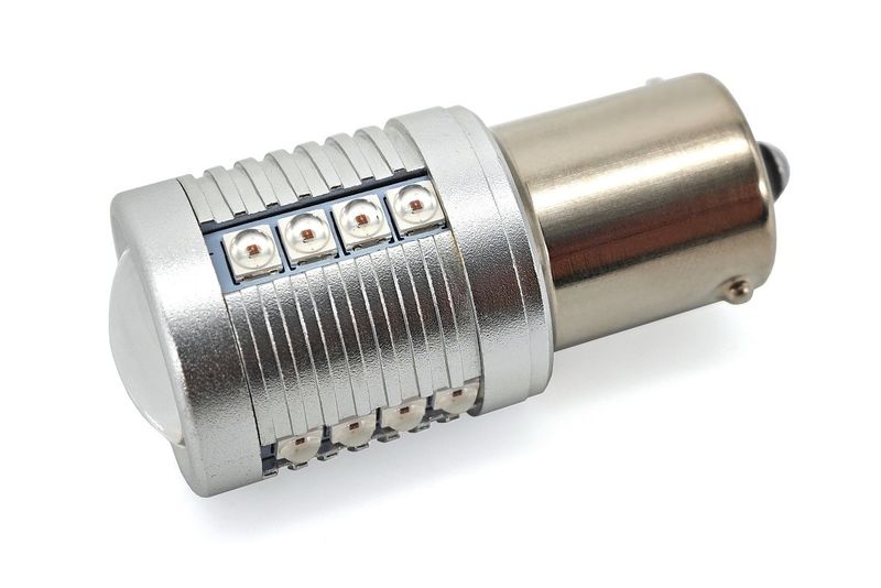 żarówka P21W LED BA15S 12-24V CANBUS 2000lm czerwona zdjęcie 2