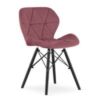 Krzesło tapicerowane ciemnoróżowe LAGO welur czarne nogi do jadalni