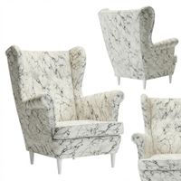 Fotel uszak skandynawski biały marmur wzór carrara Design Family Meble