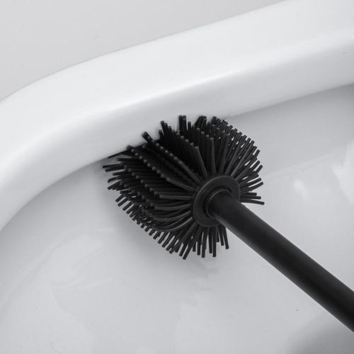 Szczotka do WC bambusowa zamknięta z silikonową główką i pojemnikiem czarna na Arena.pl