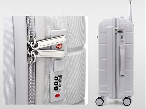 WALIZKA KABINOWA 37L srebrna szarość 55cm x 35cm x 22cm polipropylen twarda na Arena.pl