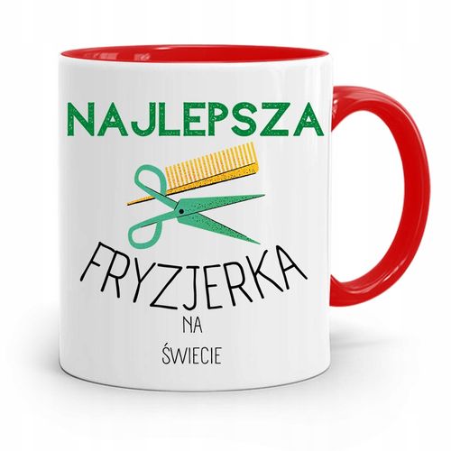 Kubek Czerwony Fryzjera Najlepsza Fryzjerka Z Nadrukiem Ze Zdjęciem na Arena.pl