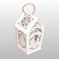 LAMPION ADWENTOWY RORATNI NA RORATY DREWNIANY BIAŁY