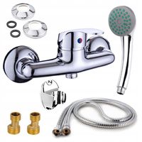 ZESTAW PRYSZNICOWY CHROM BATERIA WANNOWA ZE SŁUCHAWKĄ I WĘŻEM CHROM