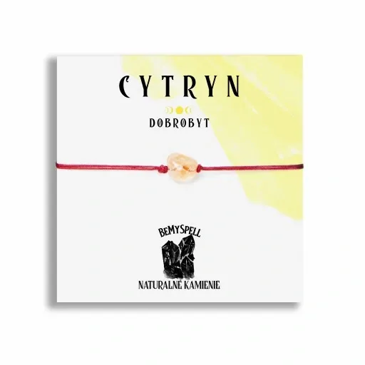 Bransoletka na czerwonym sznurku kamień CYTRYN zdjęcie 4