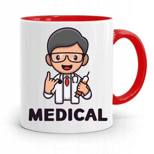 Kubek Czerwony Dla Doktora Medical Z Nadrukiem Ze Zdjęciem zdjęcie 1