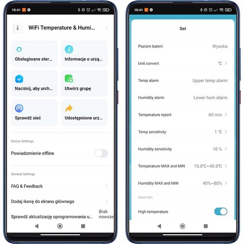 TERMOMETR HIGROMETR CZUJNIK WILGOCI TEMPERATURY SMART LIFE ALEXA WIFI na Arena.pl