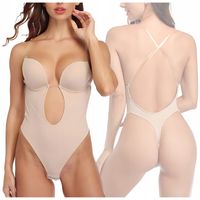 BODY DAMSKIE WYSZCZUPLAJĄCE STRINGI BIELIZNA POD SUKIENKĘ BEZ PLECÓW S BEŻ