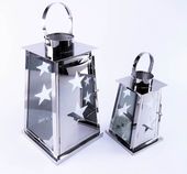 latarnia metalowa 2 szt wys. 38 x 22 x22 cm i 25 x 15 x 15 cm