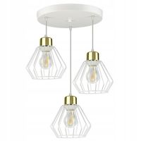 Lampa Wisząca Żyrandol LOFT Druciany Biała Złota