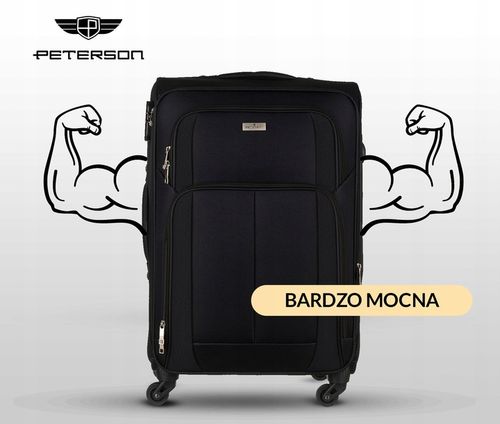 Walizka podróżna na kółkach miękka z kieszeniami średnia pojemna na Arena.pl