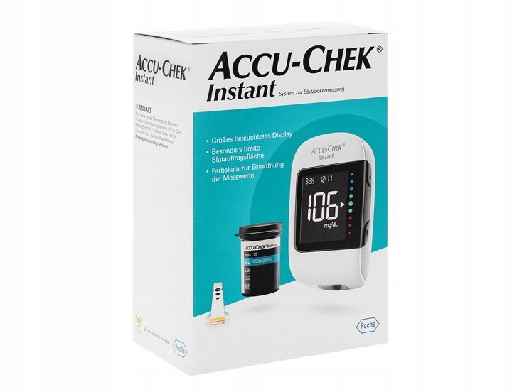 Glukometr Accu-Chek Instant, mg/dL+ NAKŁUWACZ + PASKI Nowy! zdjęcie 2