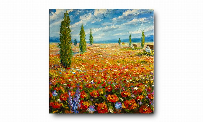 OBRAZ NA PŁÓTNIE 084 Pole maków 50x50cm zdjęcie 2