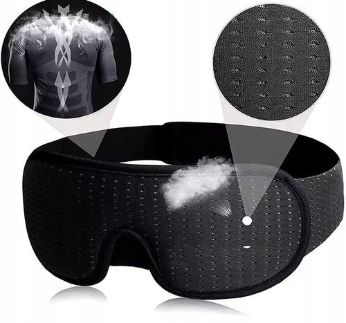 OPASKA NA OCZY DO SPANIA MASKA 3D REGULOWANA LEKKA 100% ZACIEMNIENIA CZARNA na Arena.pl