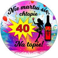 Opłatek na tort Urodziny 18 30 40 Kobieta Postać Drink Whisky Tekst Gratis