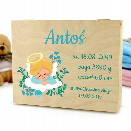 Pudełko wspomnień NADRUK prezent na chrzest pamiątka chrztu na Arena.pl