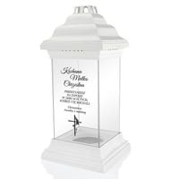 Znicz LAMPION BIAŁY z nadrukiem dla MATKI CHRZESTNEJ, PAMIĄTKA