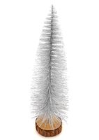 CHOINKA SZTUCZNA NA PNIU z brokatem SREBRNA 33 cm