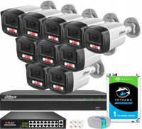 Zestaw Monitoringu DAHUA 10 Kamer 4MPx 2K+ Dual Light 30m Zewnętrzny PoE