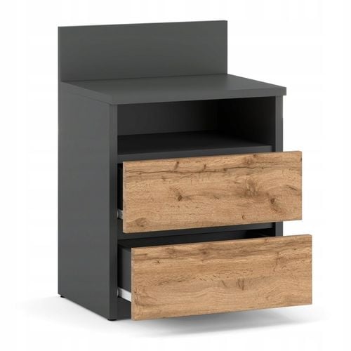 Szafka Nocna Stolik Nocny 40CM Szary Dąb Wotan 2 Szuflady Półka Do na Arena.pl