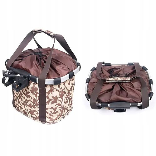 KOSZ ROWEROWY PRZEDNI KOSZYK NA KIEROWNICĘ UCHWYT TORBA SAKWA BRĄZOWY na Arena.pl