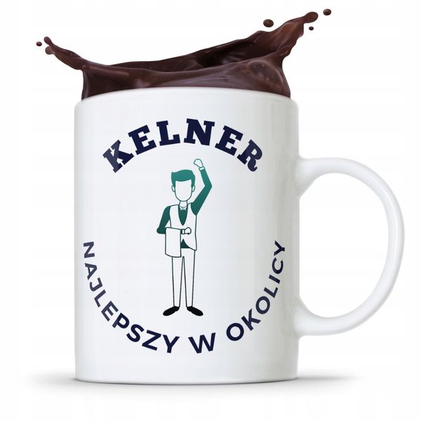 Dla Kelnera Kubek Prezent Najlepszy W Okolicy Z Nadrukiem Ze Zdjęciem zdjęcie 1