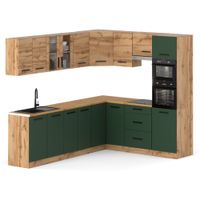 Kuchnia Marra Z Blatem Duża 4.6m Narożna Wotan Dąb Wotan Butelkowa Zieleń