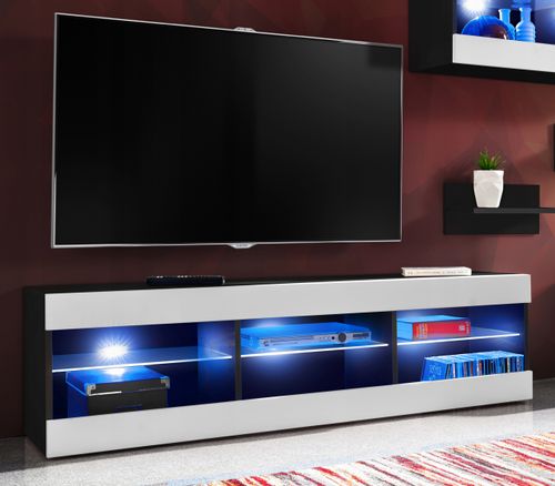 Szafka RTV LED Salon Nowoczesna Dąb Wotan/Biały RGB LED 140x35 Pokój na Arena.pl