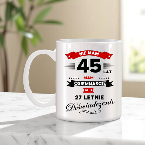 ZESTAW PODUSZKA I KUBEK ORYGINALNY PREZENT 45 LAT NA URODZINY na Arena.pl