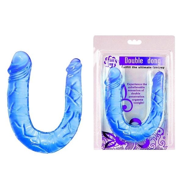 Żelowe Dildo Podwójne - Dwustronny Penis Double Dong - Fiolet zdjęcie 1