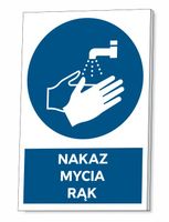 TABLICZKA BHP NAKAZ MYCIA RĄK GRUBA 3 MM 32x21 CM UV PCV