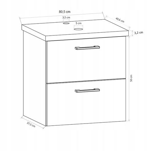 Szafka łazienkowa wisząca LUNA 80 biała z umywalką Eliza C (W3) na Arena.pl