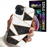 ETUI CASE DO IPHONE 14 PLUS - MARMUREK GEOMETRIA WZORY DLA KOBIET + SZKŁO