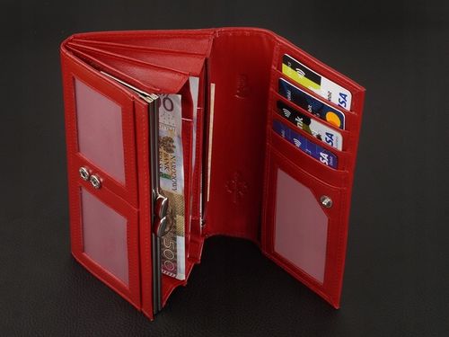 KOCHMANSKI portfel damski skórzany duży czerwony na dokumenty i karty na Arena.pl