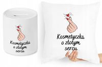 Dla Kosmetyczki Zestaw Poduszka + Skarbonka Z Nadrukiem Ze Zdjęciem