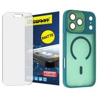 szkło hybrydowe do iphone 17 pro max matowe + magsafe etui zielone tpu