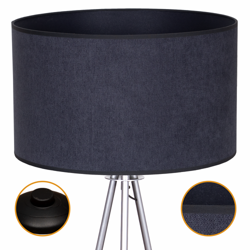 Lampa Podłogowa Trigni SREBRNA Styl Skandynawski abażur Antracyt SOFT na Arena.pl