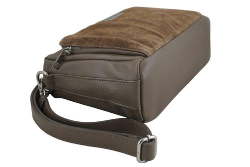 Codzienna torebka ze skóry naturalnej z zamszem - Beżowa ciemna na Arena.pl