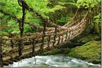 120CM 80CM OBRAZ ŚCIENNY MOST LINOWO-BAMBUSOWY